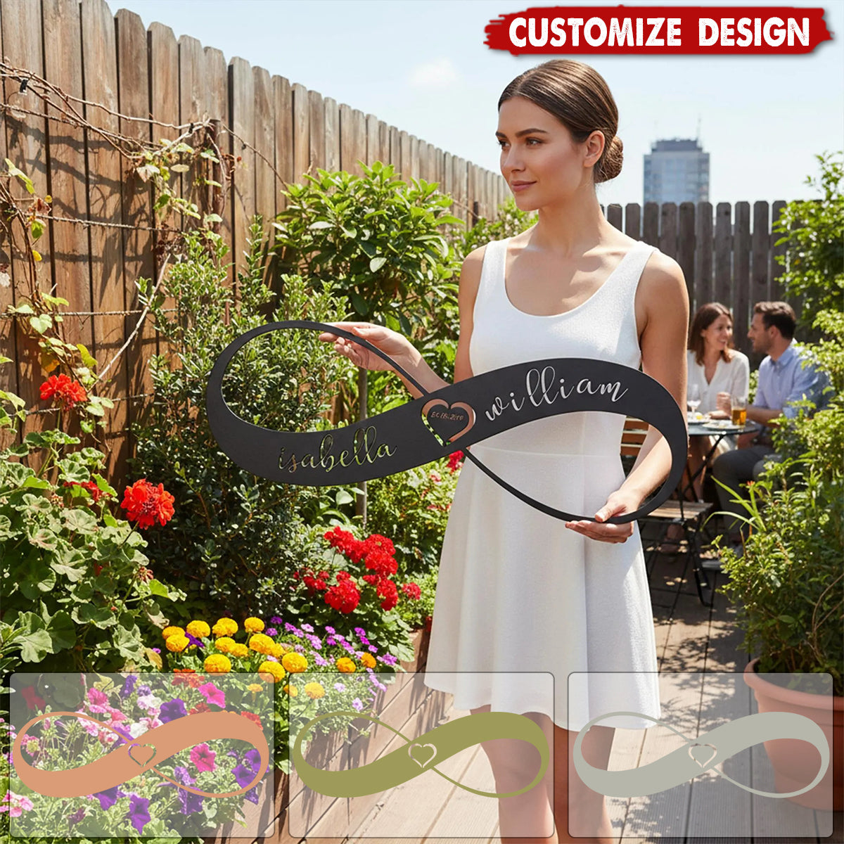 Personalized Infinity Heart Metal Wall Art-Couple Names & Date