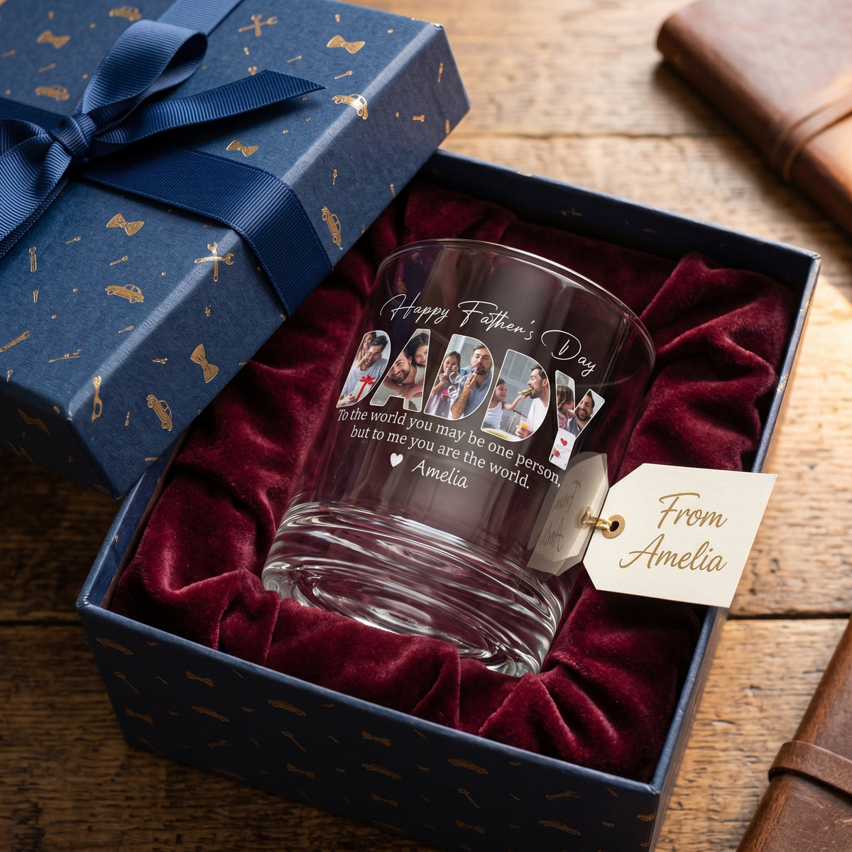 To Me You Are The World-Personalized Whiskey Glass-Father's Day Gift For Dad, Husband