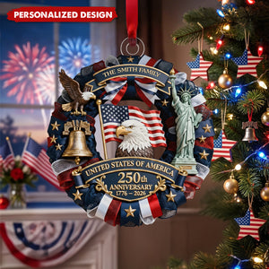 Custom Acrylic Ornament - Personalized America 250th Anniversary Gifts For Mom, Dad, Brother, Sister, Kids - Family Forever United