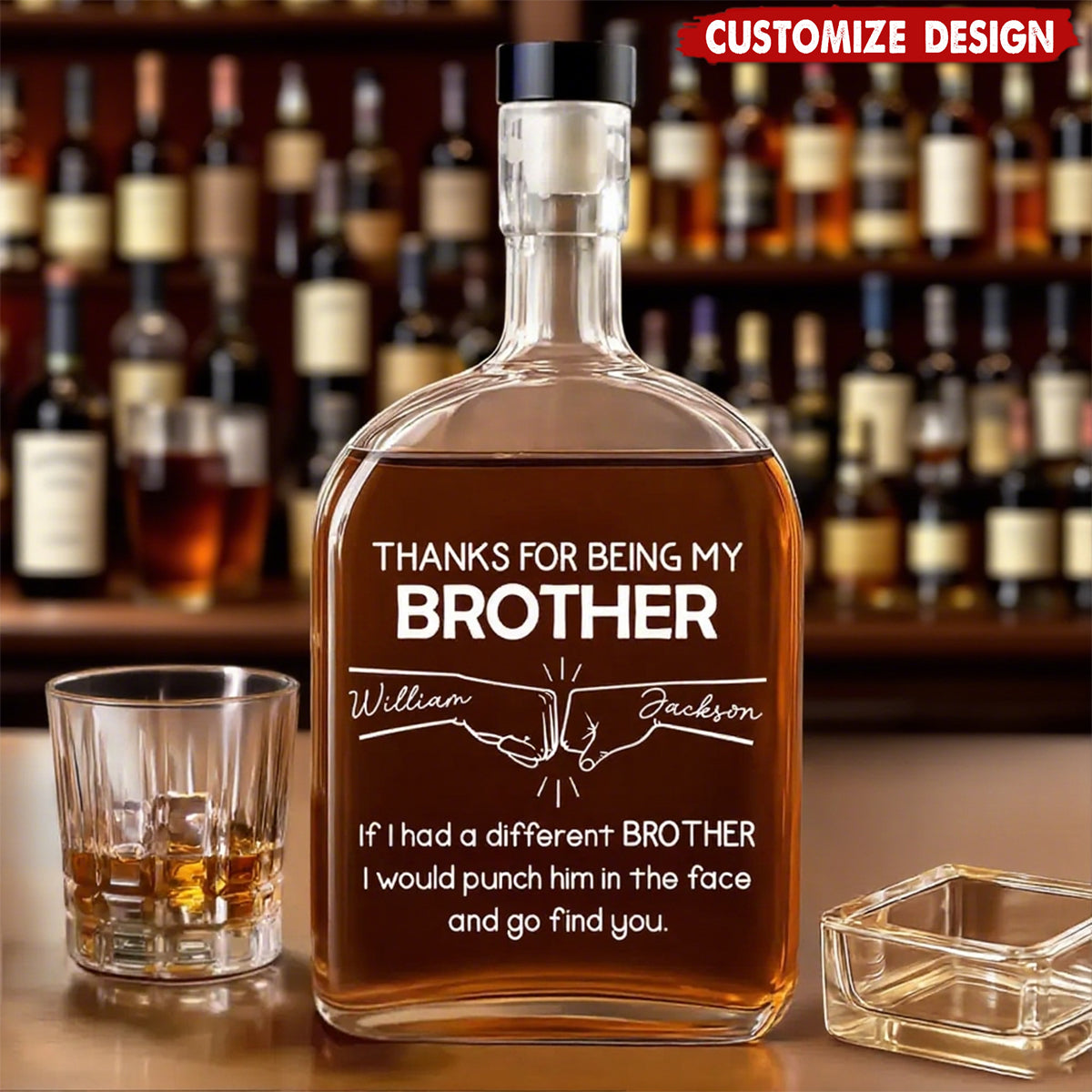 Thanks For Being My Brother - Personalized Spirits Decanter