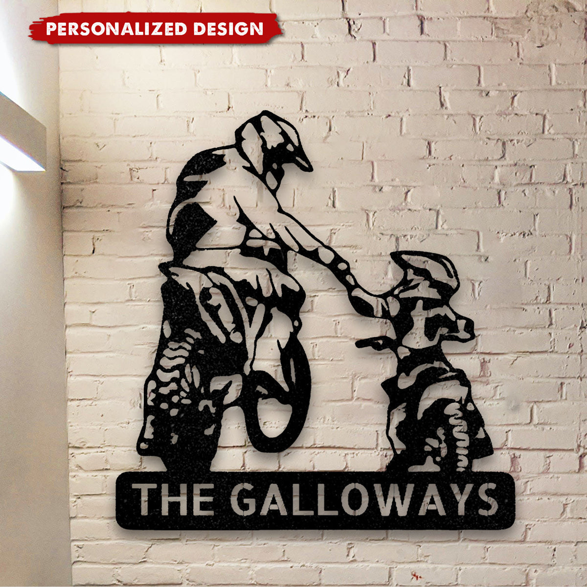 Personalized Father and Kid Motocross Racer Metal Wall Sign-Father’s Day Gift