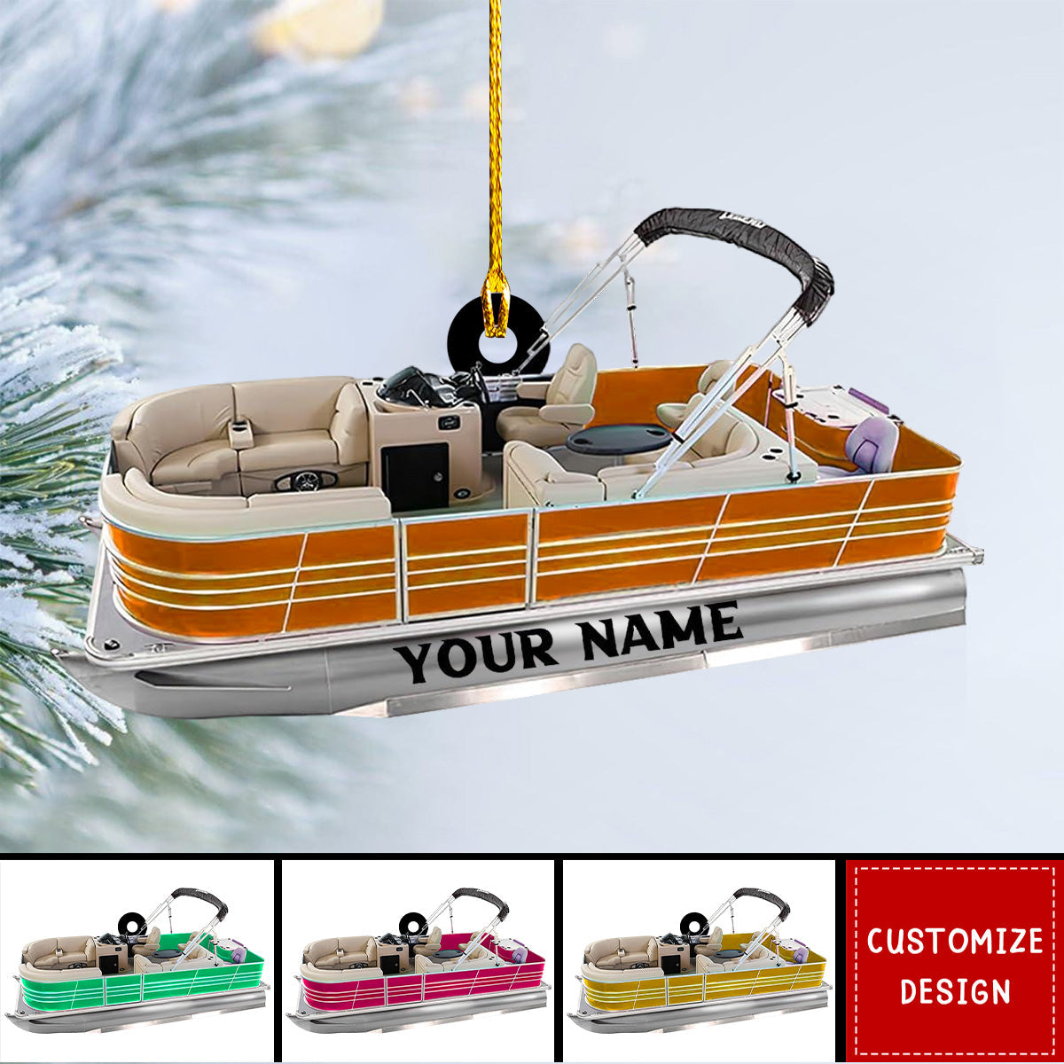Personalized Pontoon Boat Acrylic Christmas Ornament - New Release