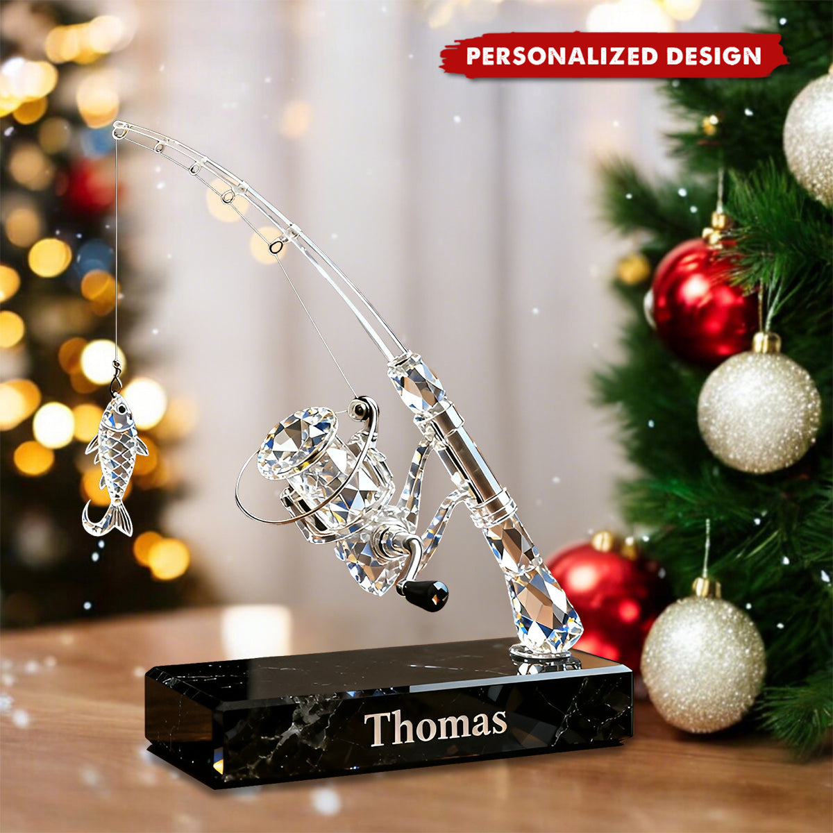 Personalized Fishing Rod Desktop Plaque-Gift For Fishing Lover