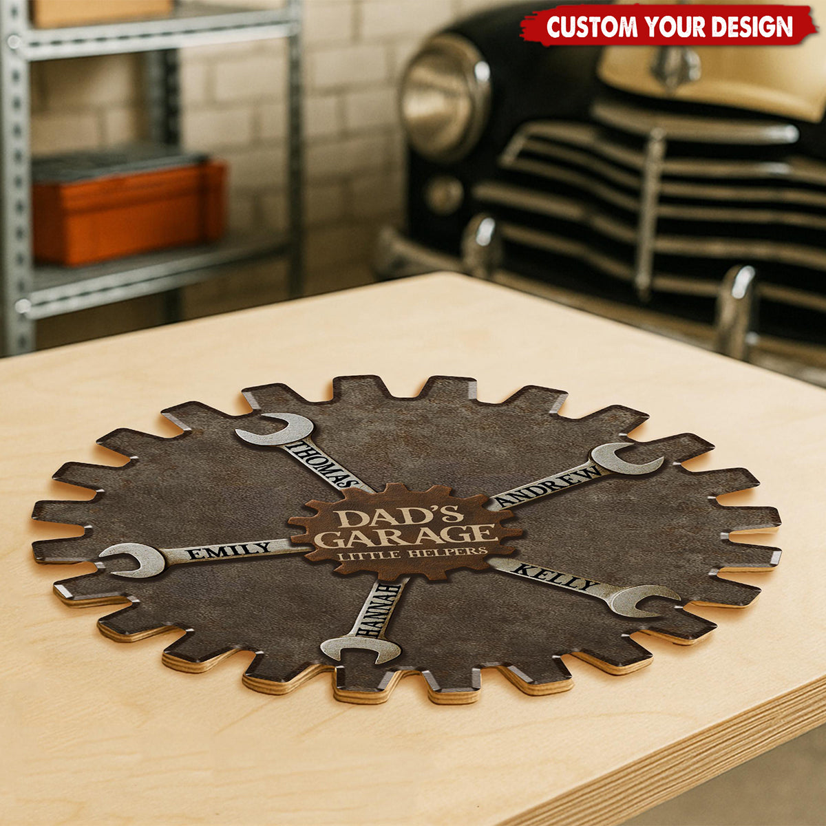 Personalized Garage Sign for Dad, Custom Father's Day Gift with Kids' Names, Little Helpers