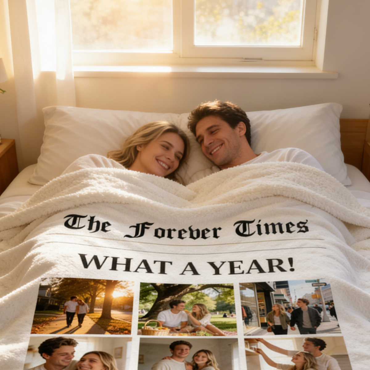 Personalized What A Year Newspaper Couple Blanket