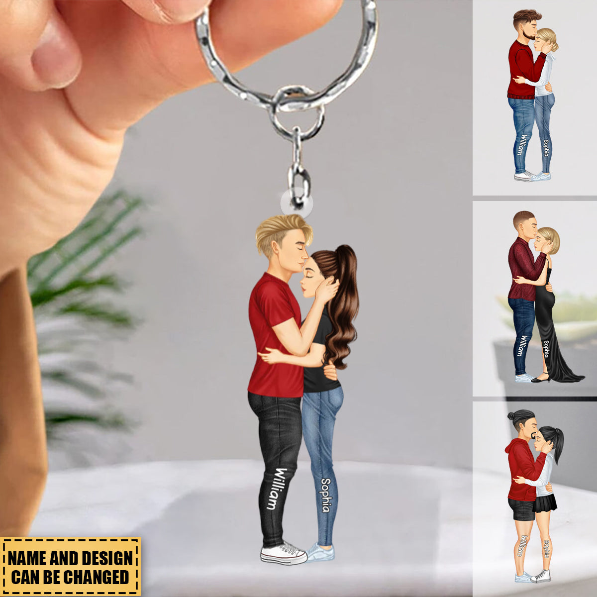 Personalized Hugging Couple Keychain - Gift For Couple - V2