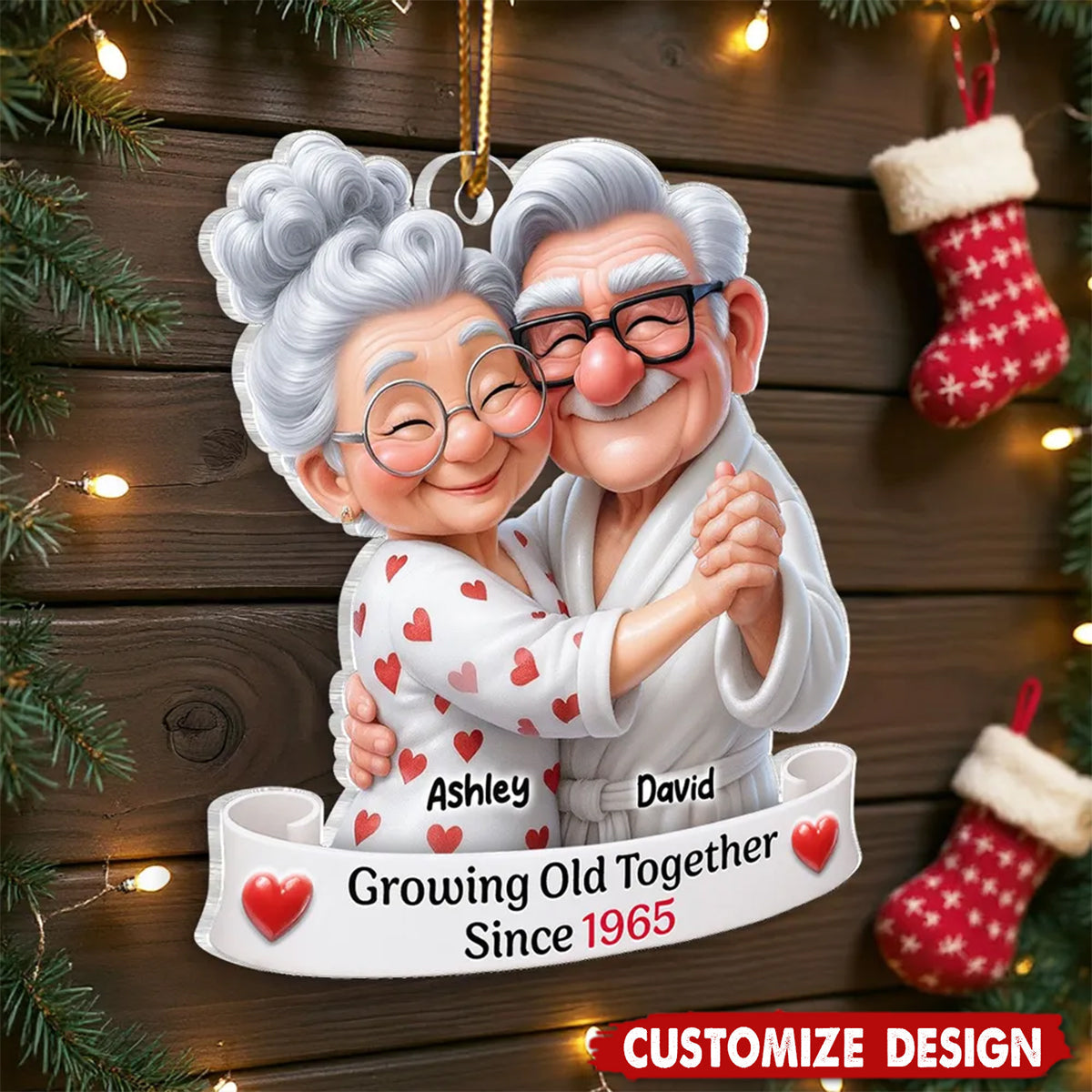 Personalized Dancing Acrylic Ornament - Gift For Old Couple