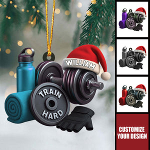 Personalized Dumbbell Christmas Ornament - Gym Fitness Gift