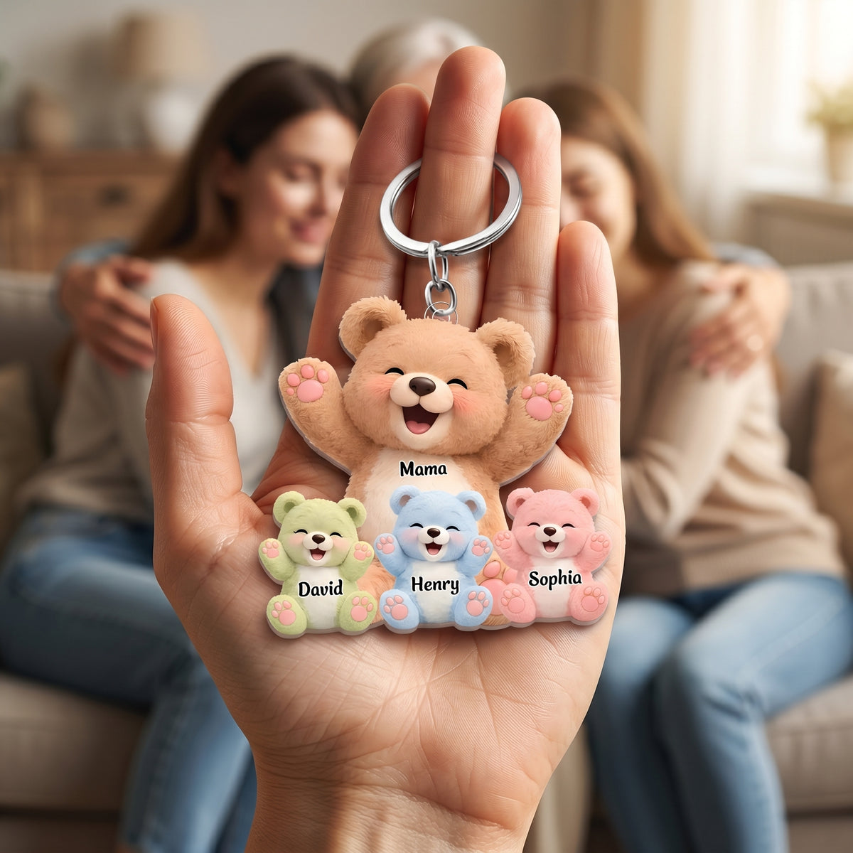 Personalized Mama/Nana Love Kids Bear Keychain