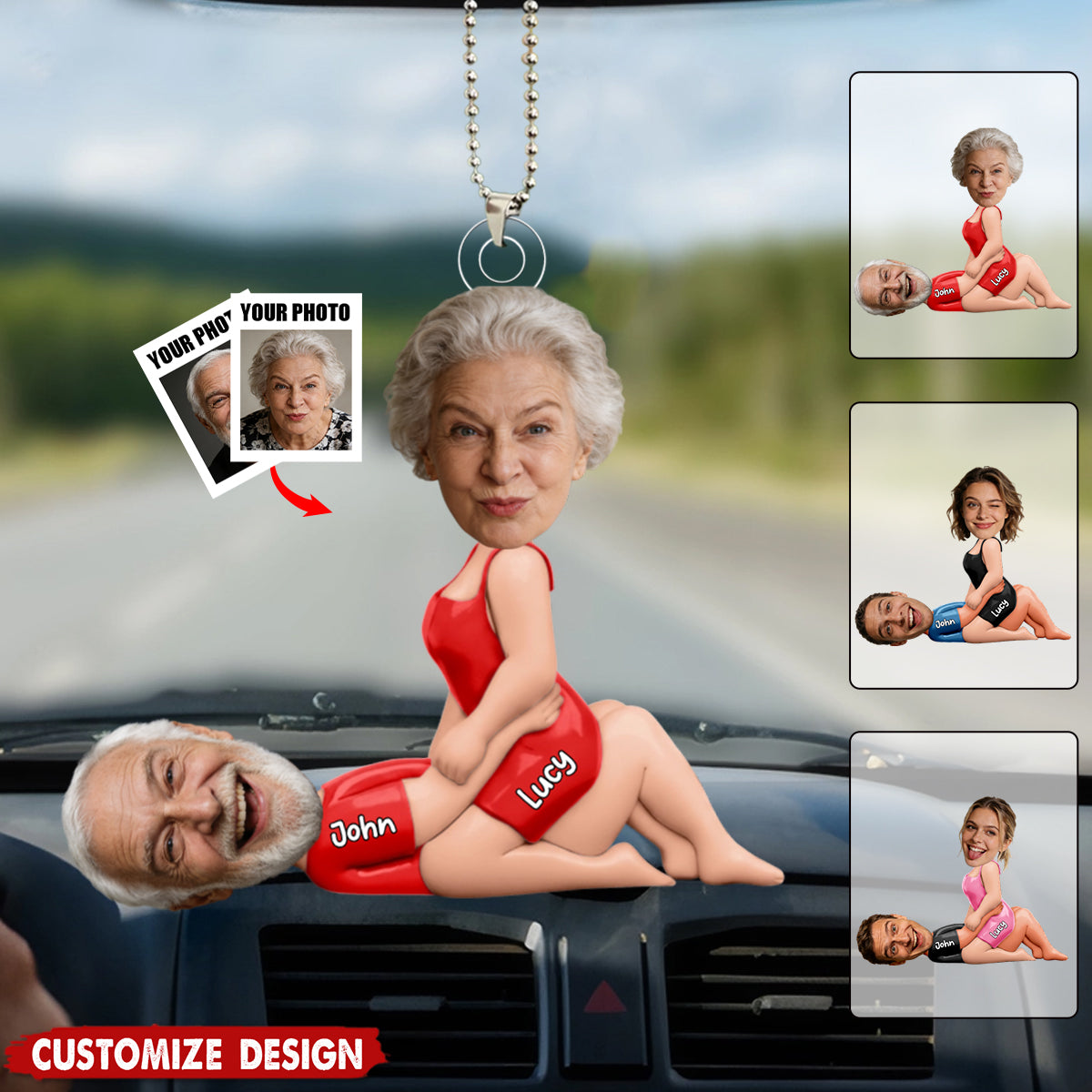 Personalized Naughty Photo Acrylic Car Ornament - Gifts For Couple