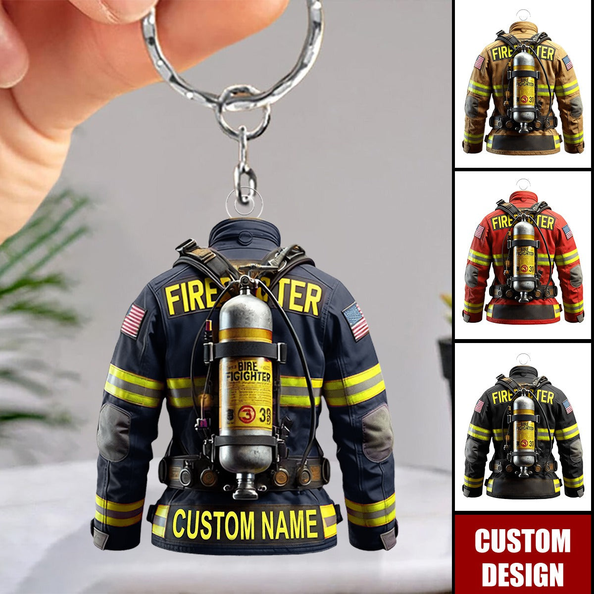 Personalized Firefighter Uniform Keychain - Gift For Firefighter