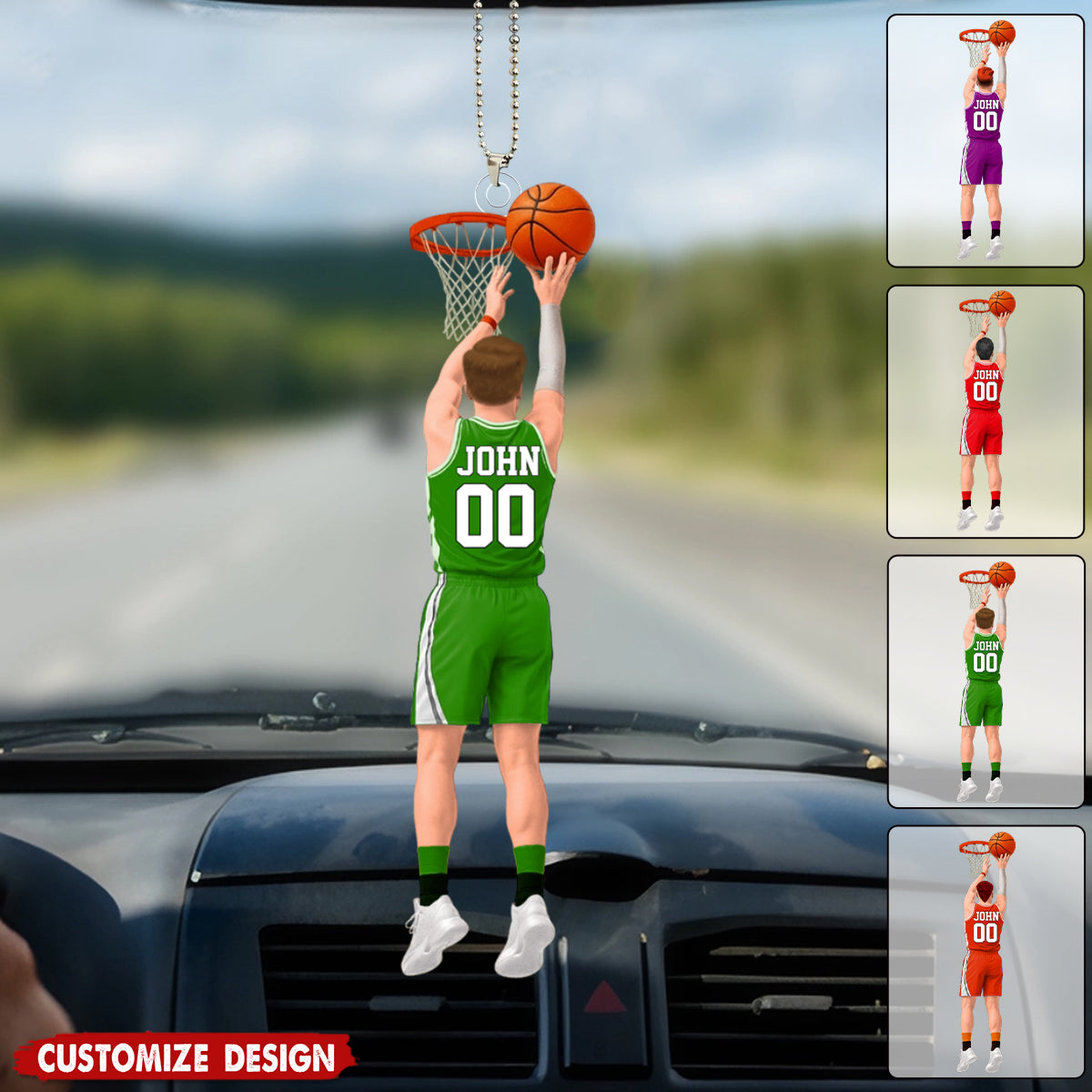 Personalized Back View Basketball Car Ornament - Gift For Basketball Lovers
