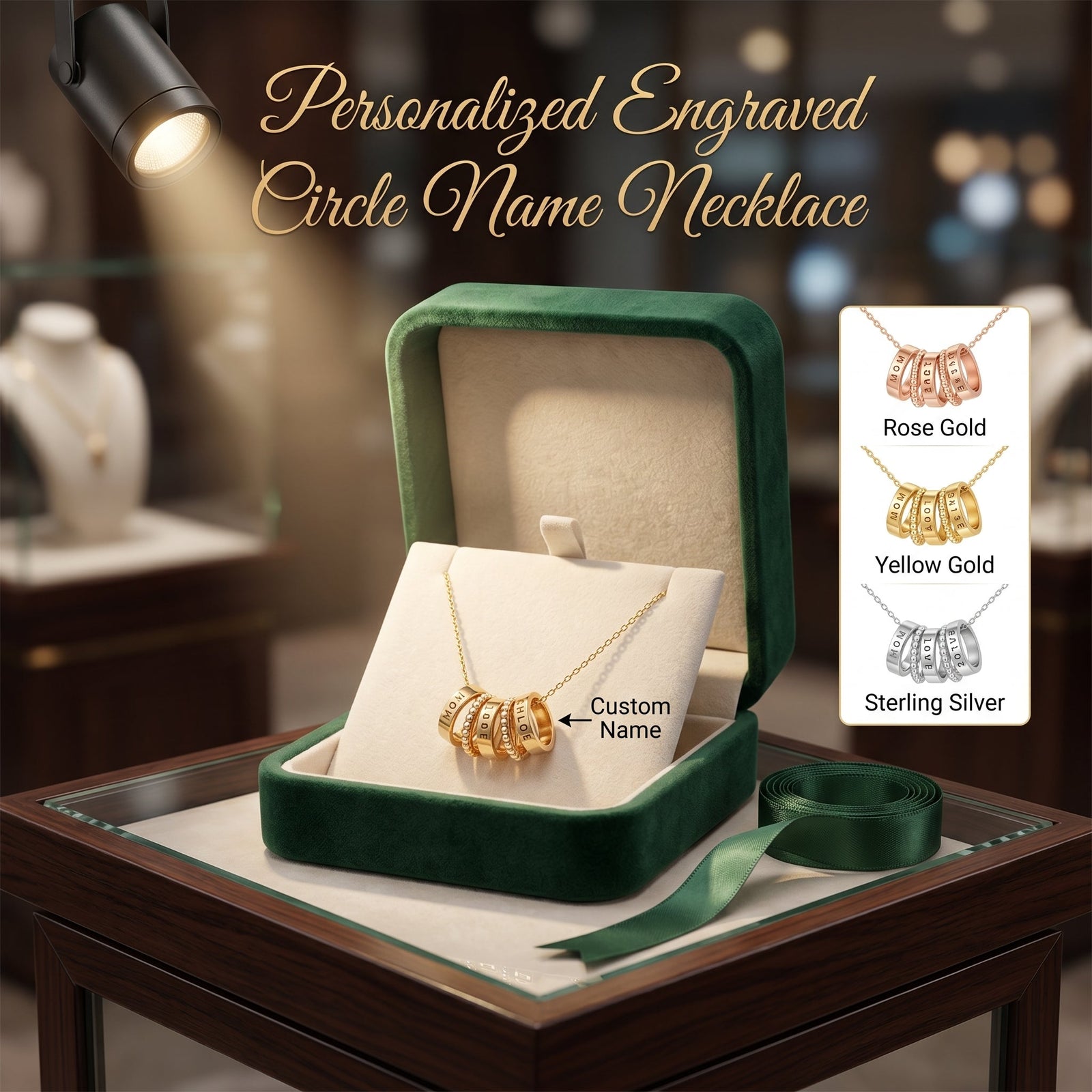 Personalized Engraved Circle Name Necklace -Perfect Mother's Day Gift