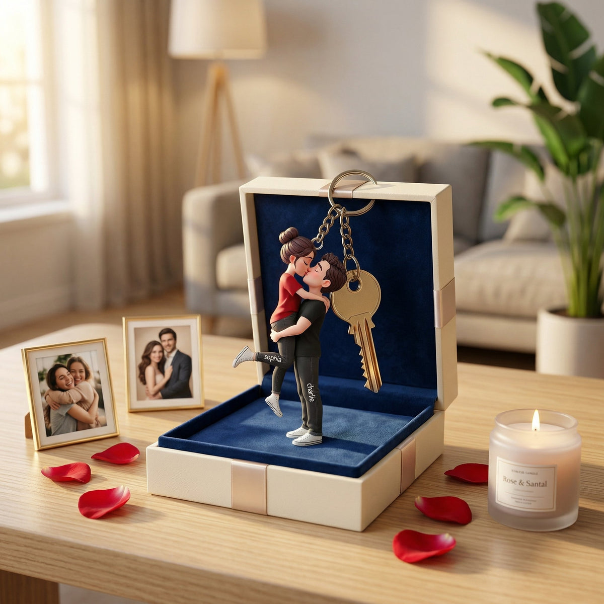 Personalized Cartoon Romantic Couple Keychain - Gift for Couple