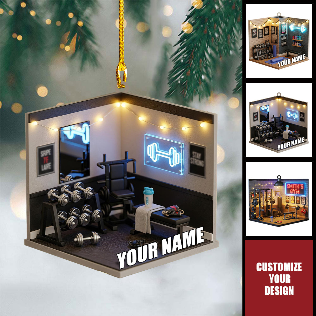 Personalized Fitness Christmas Ornament, Gift For Gym Lover, Workout Keepsake