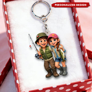 Personalized Fishing Couple Keychain