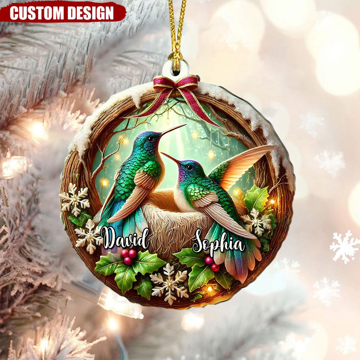 Personalized Hummingbird Couple Christmas Ornament-2024 New Release