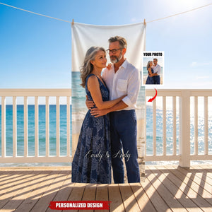 Custom Photo Beach Towel, Personalized Microfiber Travel Towel