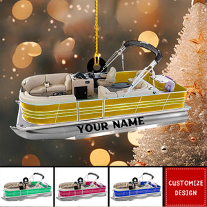 Personalized Pontoon Boat Acrylic Christmas Ornament - New Release