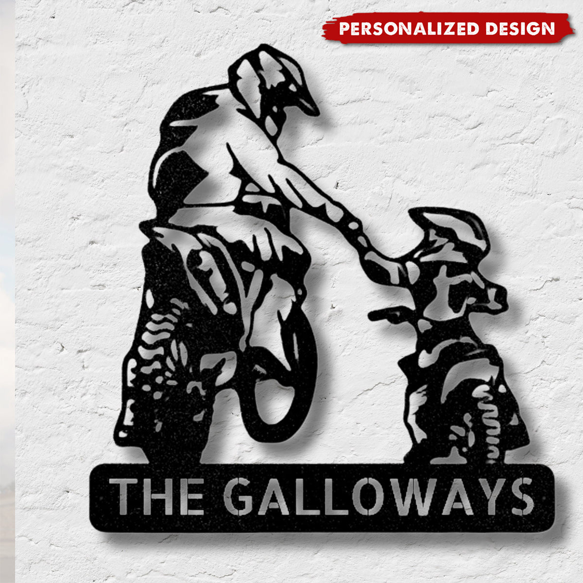 Personalized Father and Kid Motocross Racer Metal Wall Sign-Father’s Day Gift