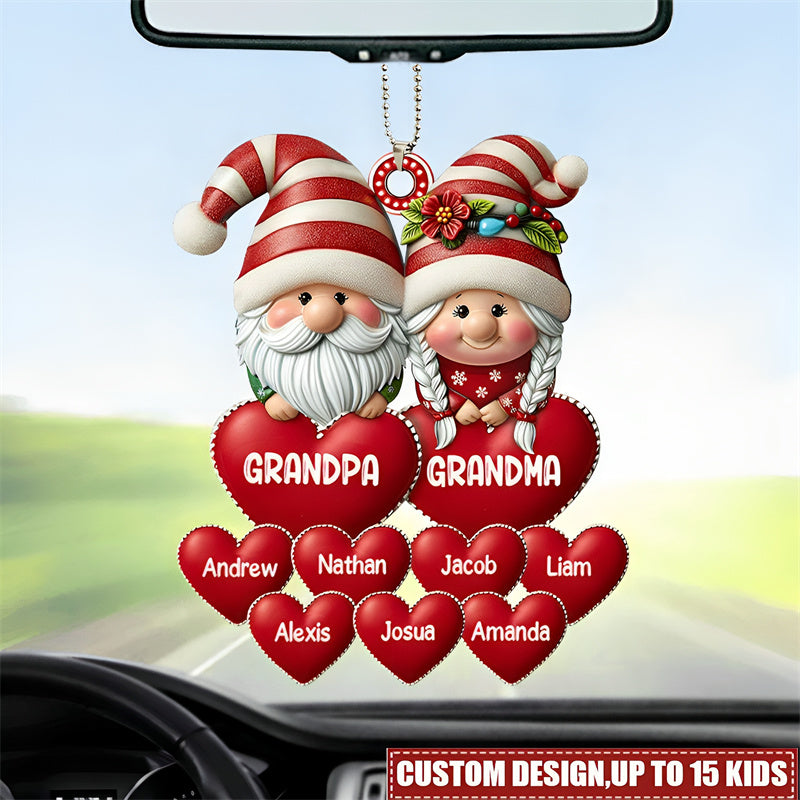 Grandparents With Sweat heart Kids Personalized Acrylic Car Ornament