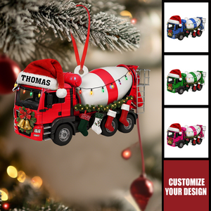 Customized Cement Truck Christmas Ornament