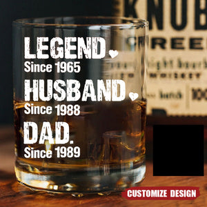 Personalized Legend/Husband/Dad Whiskey Glass
