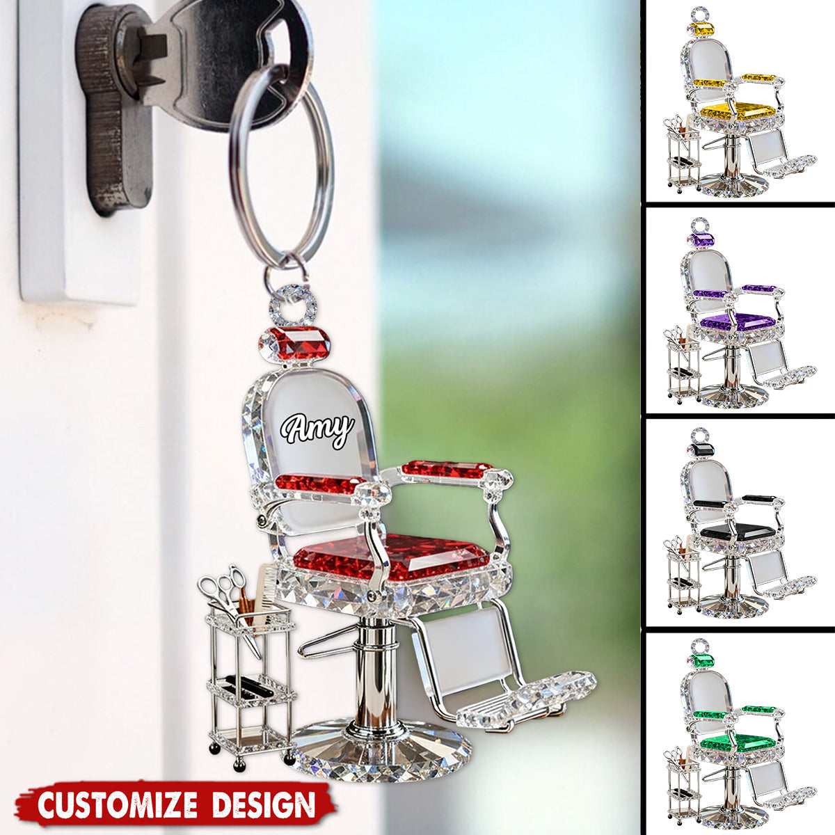 Personalized Barber Chair Keychain -Gift For Hair Stylist