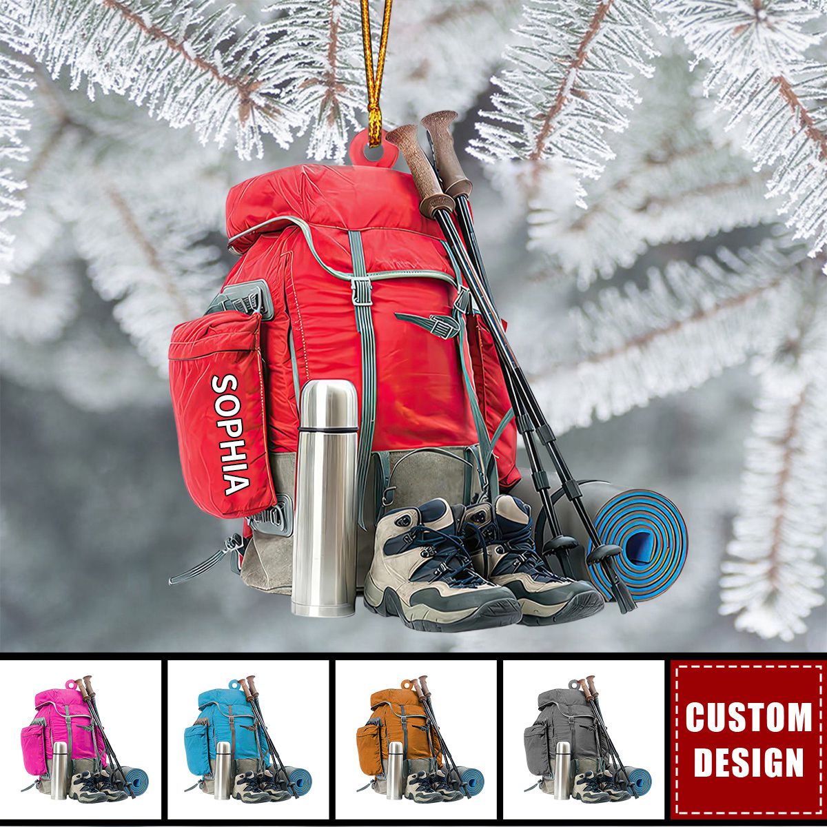 Personalized Hiking Ornament, Gift For Hiking Lovers - New Release