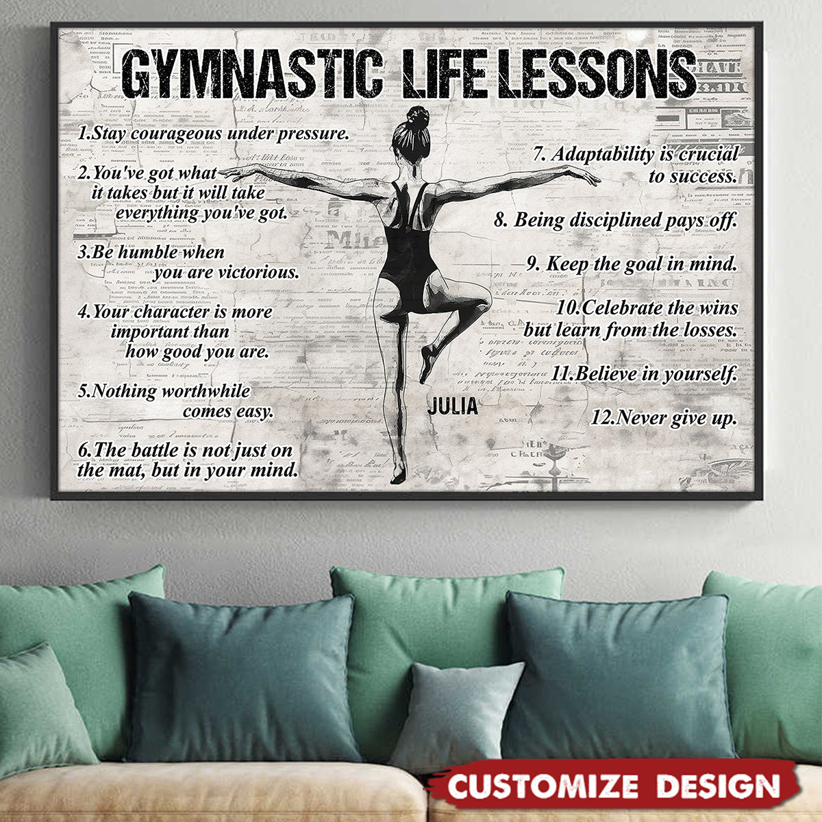 Gymnastic Life Lessons Girl Poster - Gift For Gymnastics Lovers