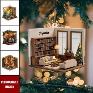 Personalized Reading Room Christmas Ornament-Gift For Book Lovers