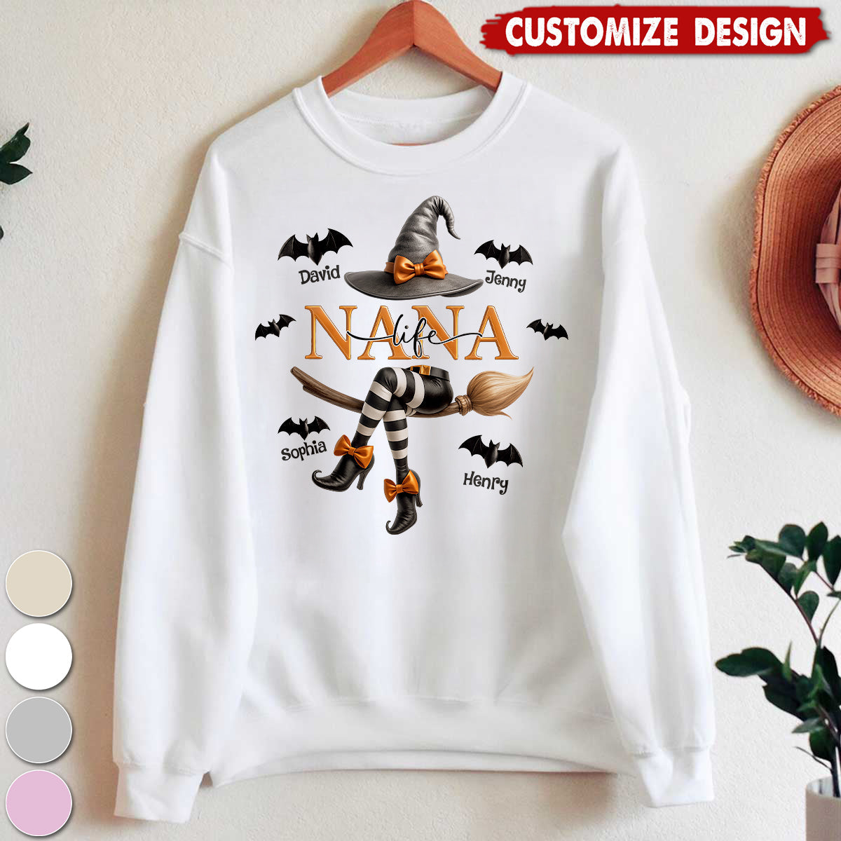 Grandma Life Witch 3D Effect Personalized Halloween Sweatshirt