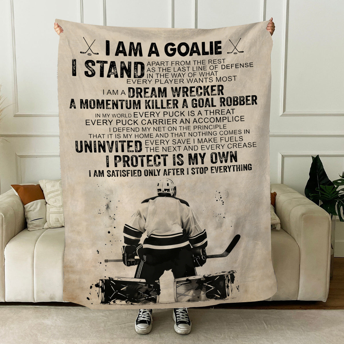 Personalized Hockey Goalie Blanket-Gift For Hockey Goalie Lovers
