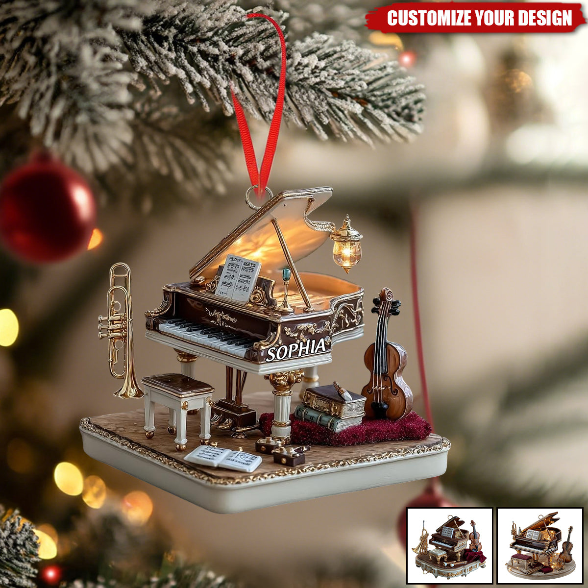 Personalized Classical Instrument Music Room Christmas Ornament - Gift For Music Lovers