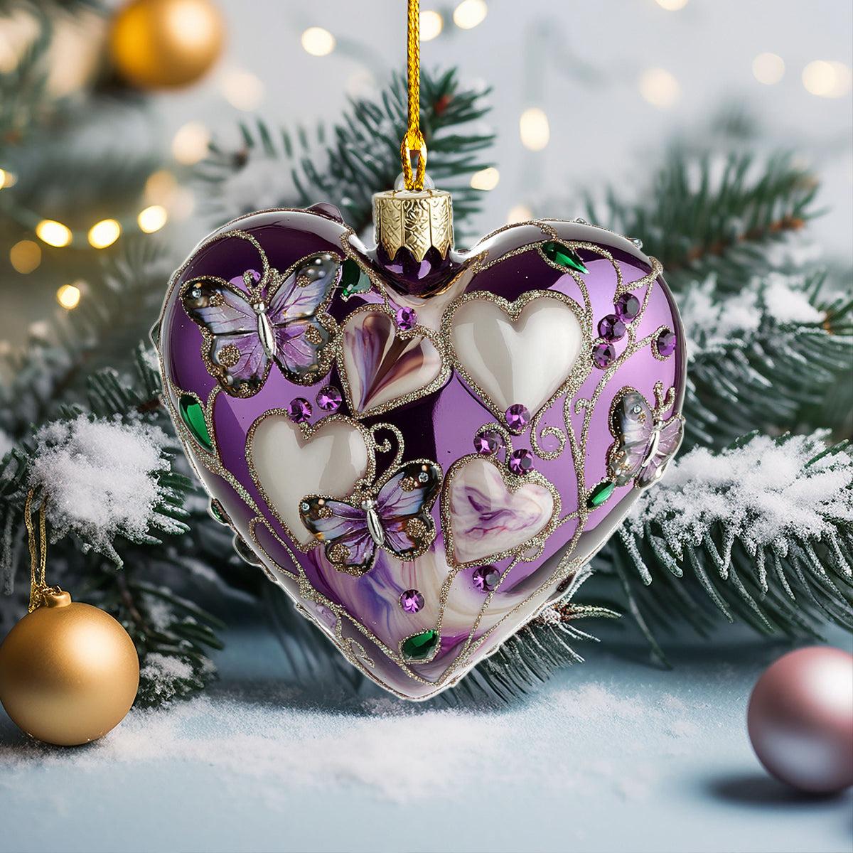 Butterfly Heart Acrylic Christmas Ornament-Gifts For Friends,  Xmas Gift For Her