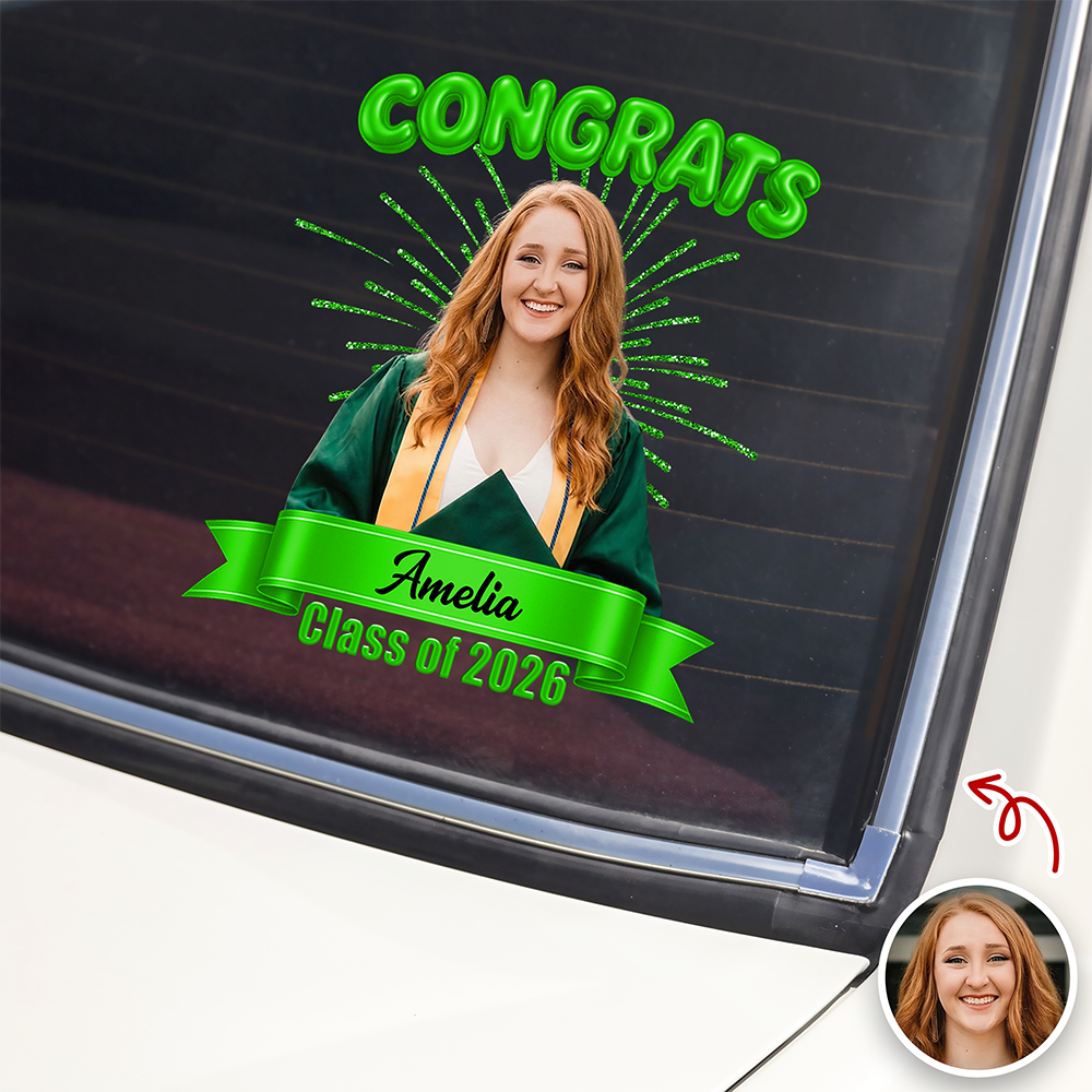 Personalized Photo Class Of 2026 Graduation Car Window Decal Sticker