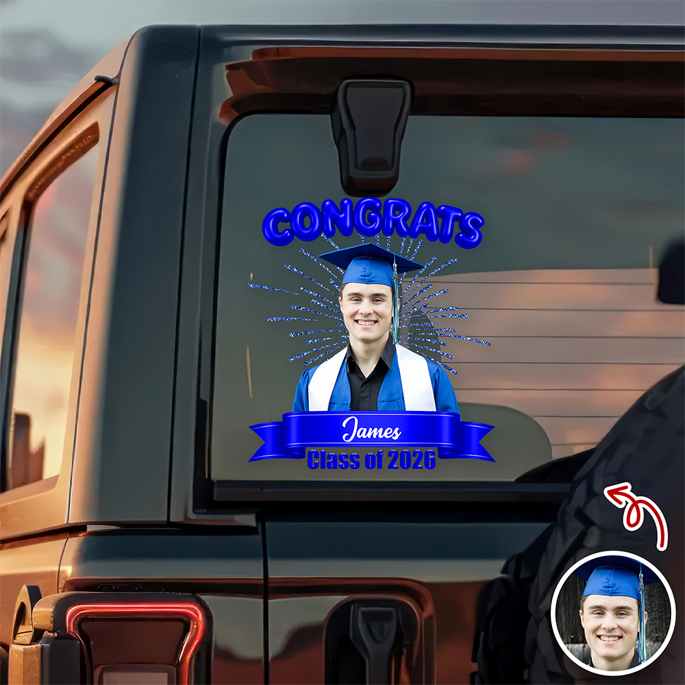 Personalized Photo Class Of 2026 Graduation Car Window Decal Sticker