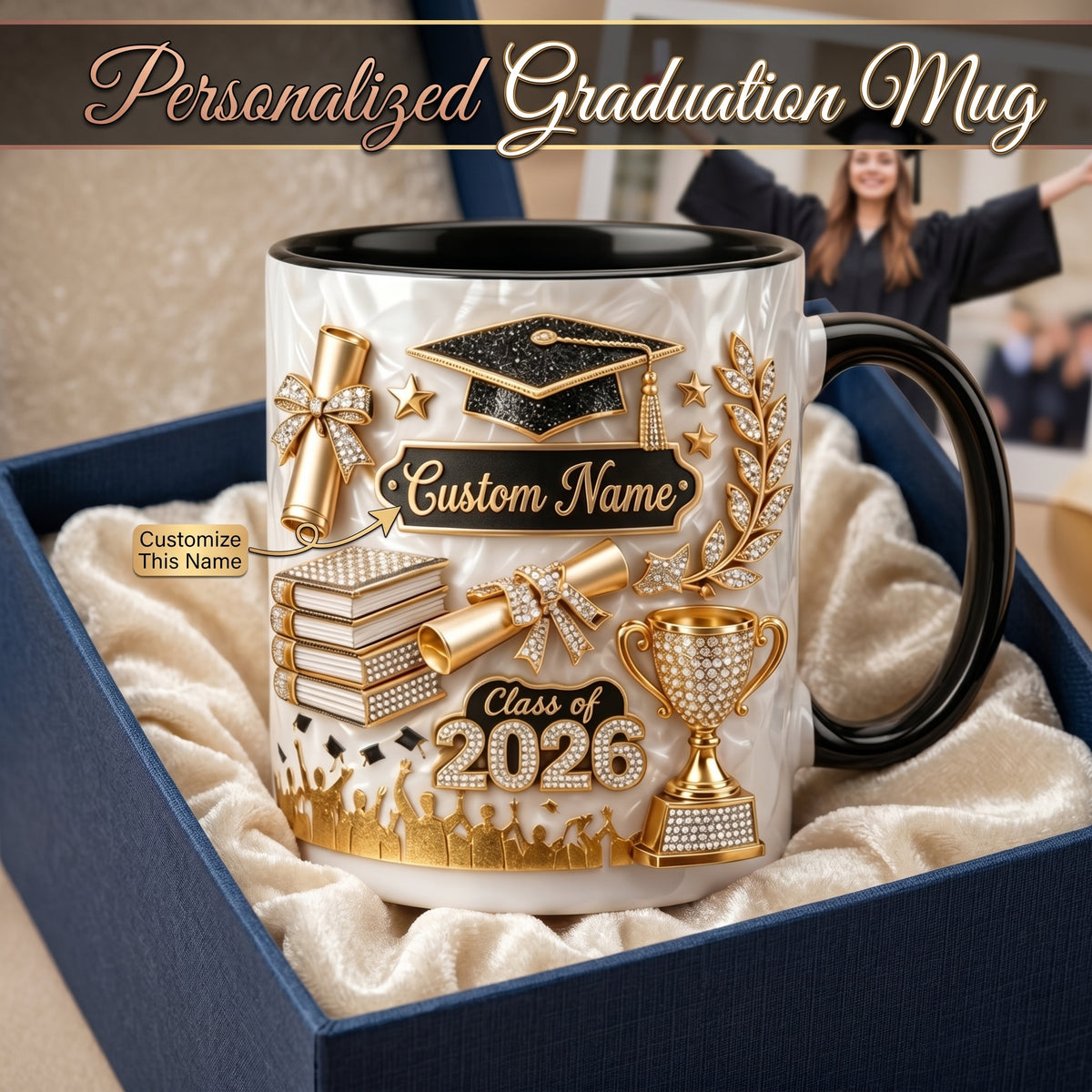 Personalized Graduation Gift 3D Effect Coffee Mug - Gift For Graduate