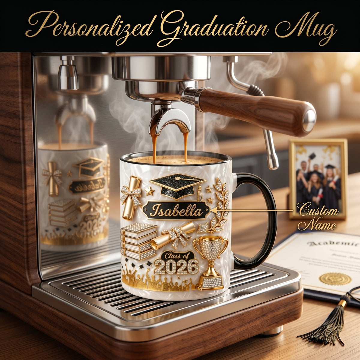 Personalized Graduation Gift 3D Effect Coffee Mug - Gift For Graduate