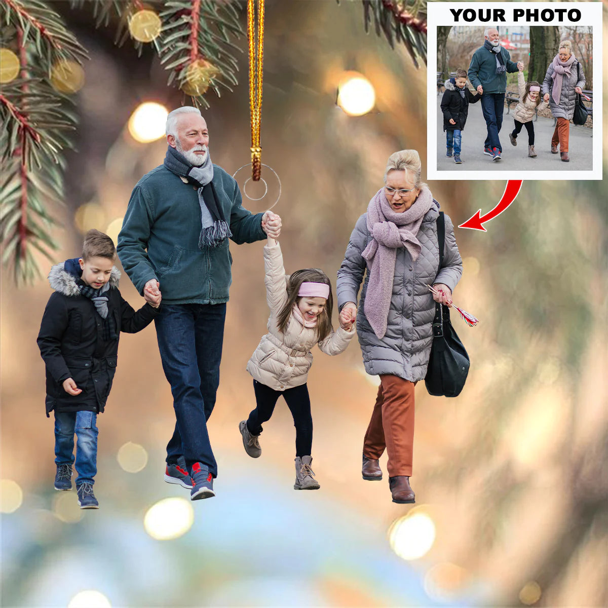 Personalized Family Upload Photo Christmas Ornament