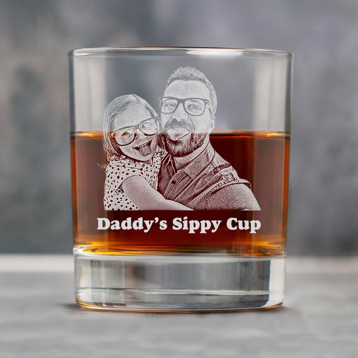Custom Photo - Personalized Custom Whiskey Glass - Father's Day Gift for Dad, Grandpa
