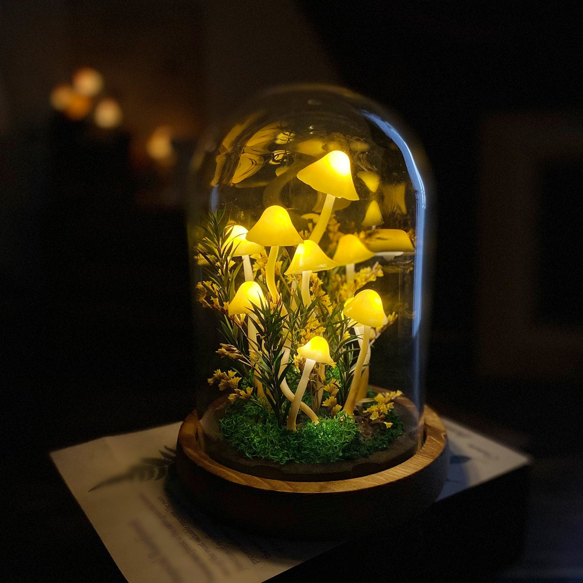 Enchanted Forest Yellow Mushroom Lamp-Fairy Tale Decor for Home