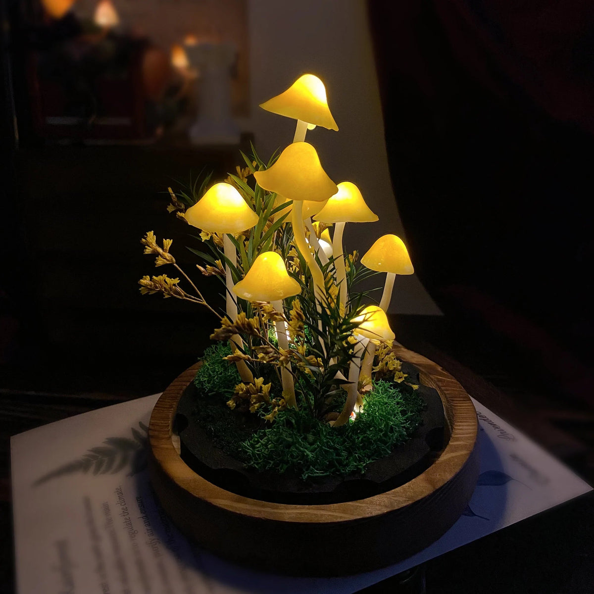 Enchanted Forest Yellow Mushroom Lamp-Fairy Tale Decor for Home