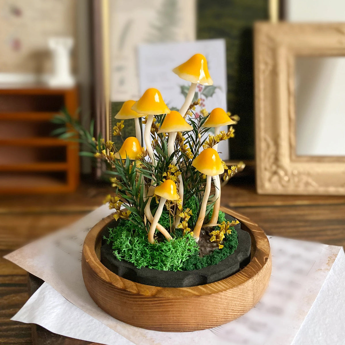 Enchanted Forest Yellow Mushroom Lamp-Fairy Tale Decor for Home