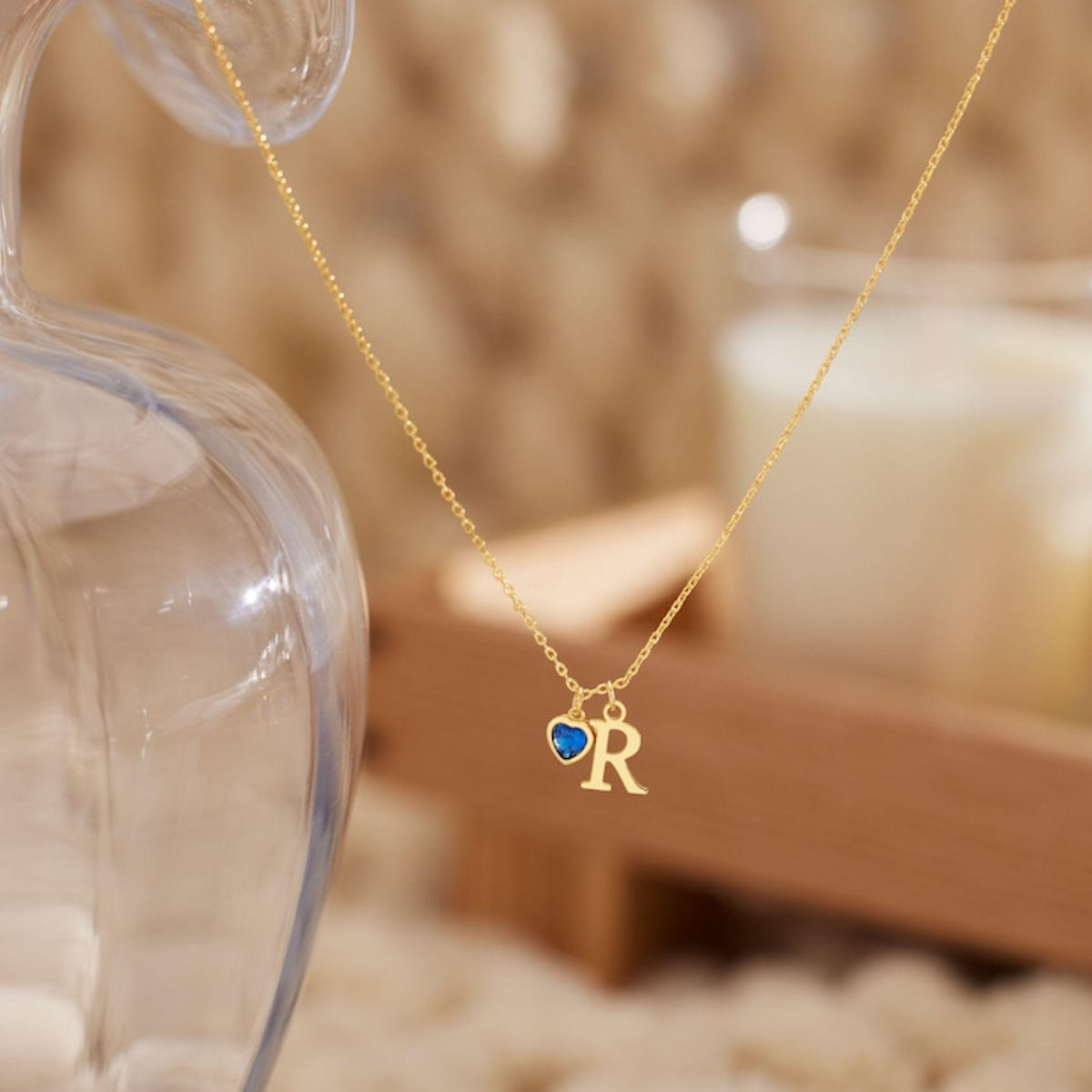 Initial Heart Birthstone Necklace - Birthday & Mothers Day Gift