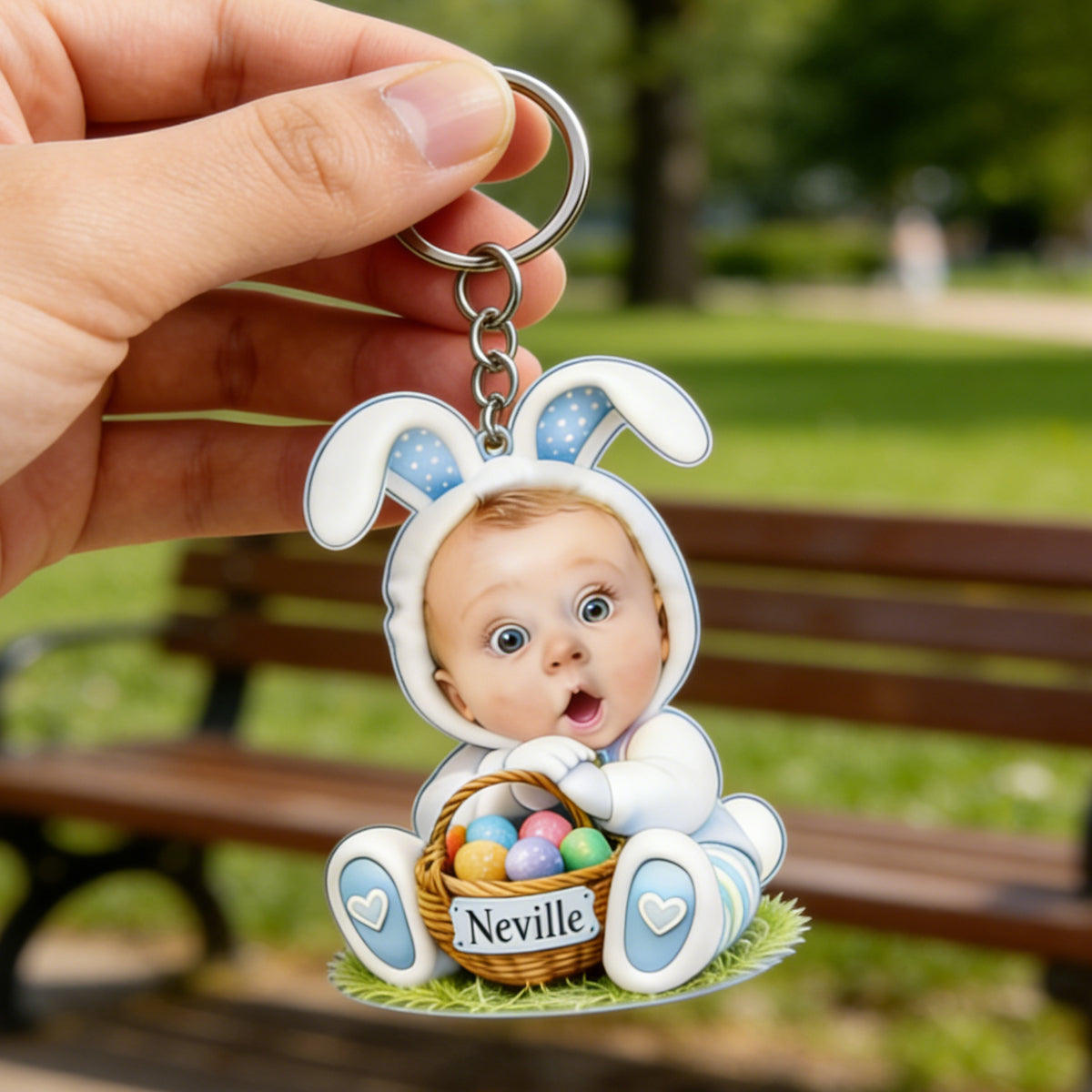 Easter Bunny Kids Keychain - Personalized Photo Gift