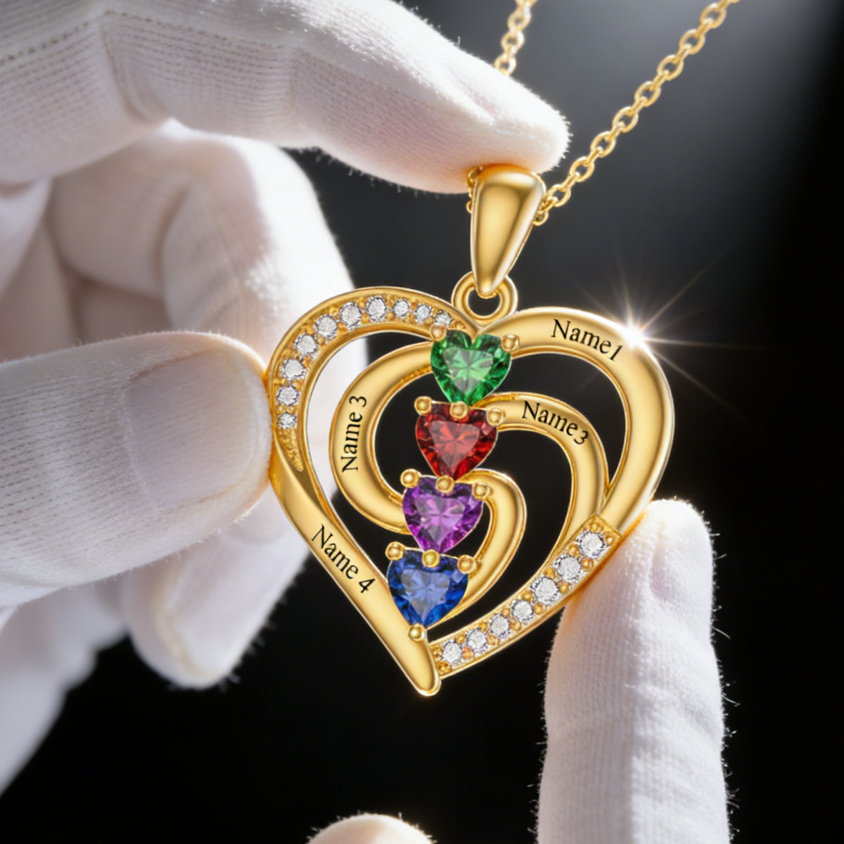 Personalized Birthstone Heart Necklaces-Mothers Day Gifts for Mom Wife Her