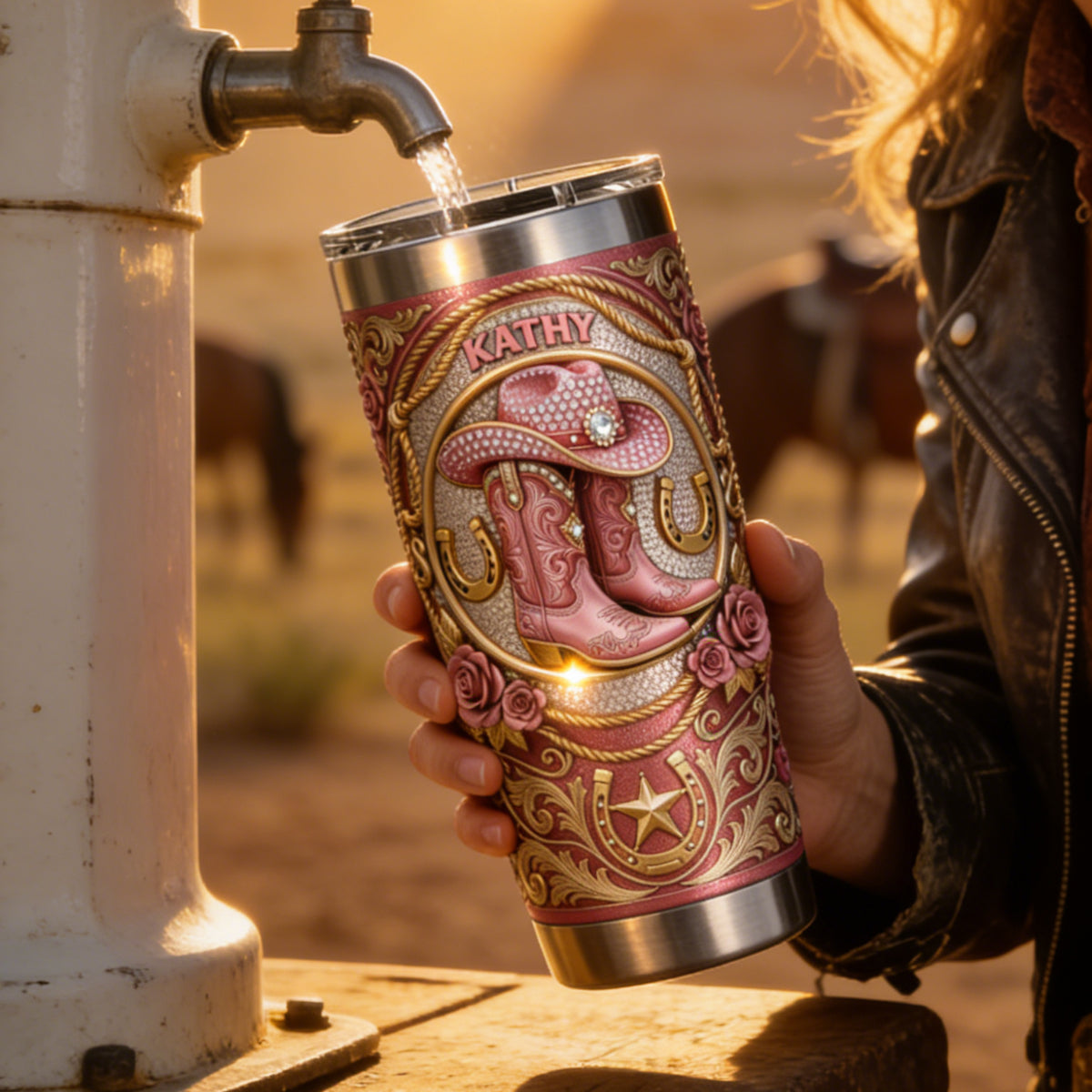 Vintage Western Cowgirl 20oz Tumbler - Personalized Gifts For Cowgirl