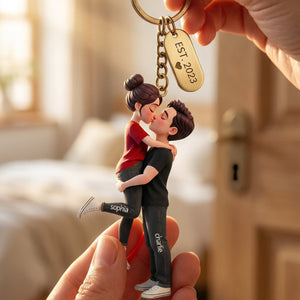 Personalized Cartoon Romantic Couple Keychain - Gift for Couple