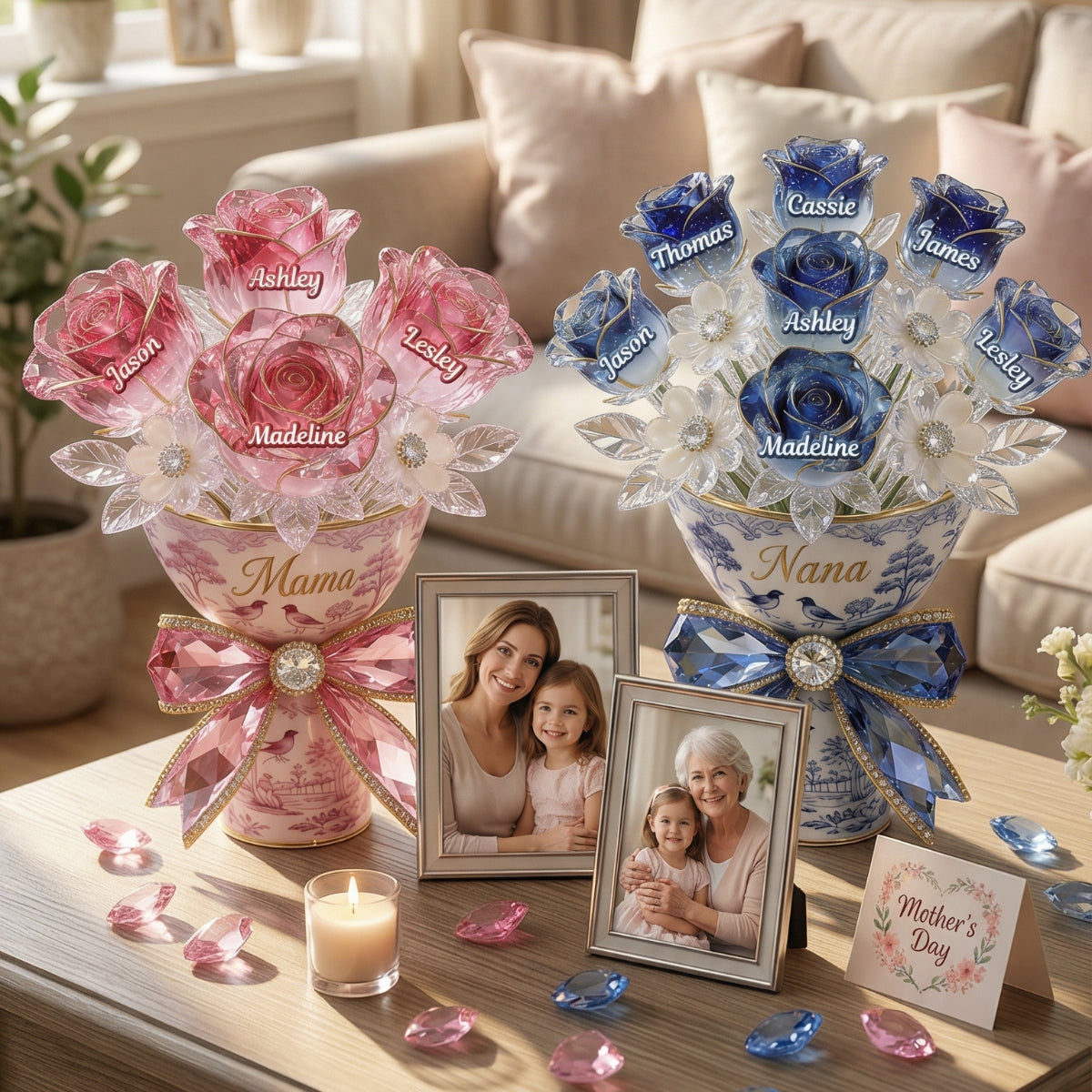 Personalized Flower Bouquet Acrylic Plaque - Gift For Mom